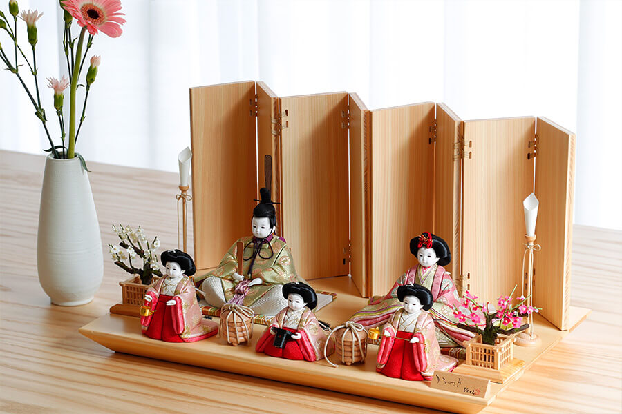 木目込み雛人形 奏 - かなで - 14号 五人飾り