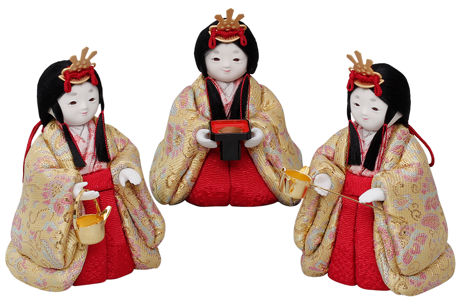 木目込み雛人形 琴 - こと - 三人官女 - 13号(おさげ - 小町)