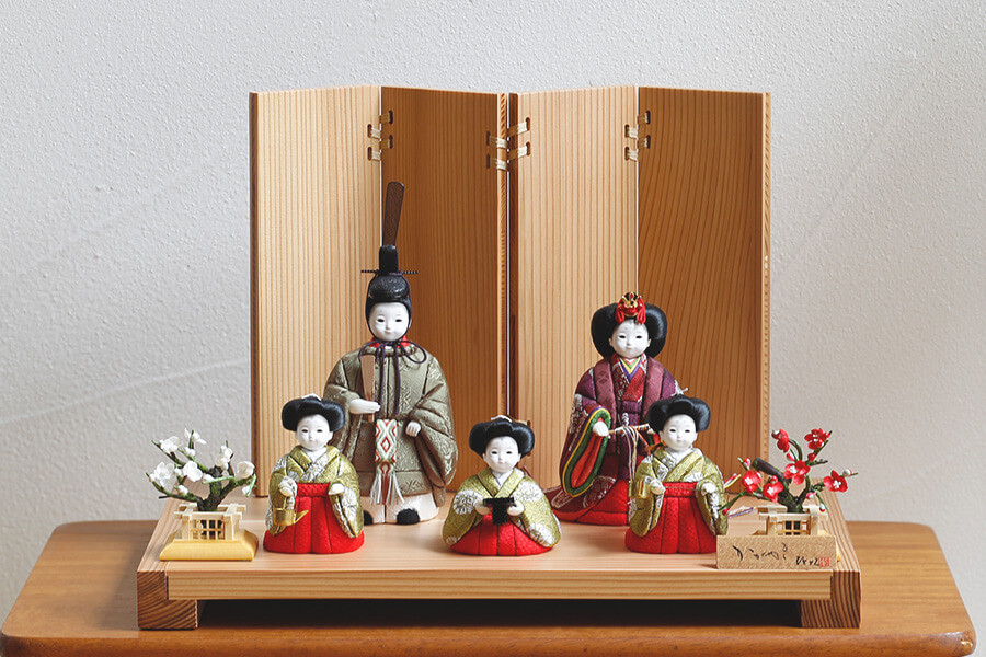 木目込み雛人形 空 - そら - 立雛 五人飾り